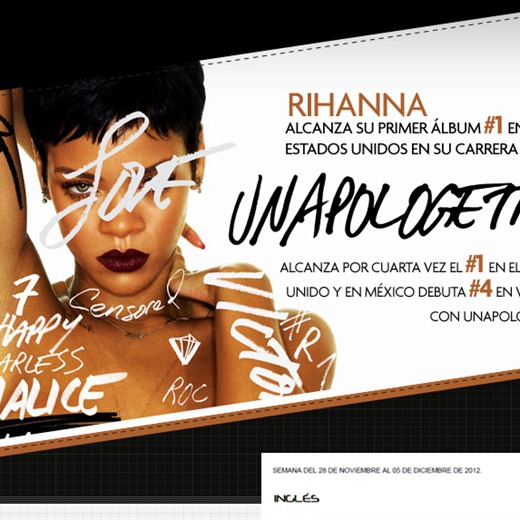 ¡Rihanna alcanza su primer #1 con el álbum 'UNAPOLOGETIC' en el chart Top 200 de Billboard!